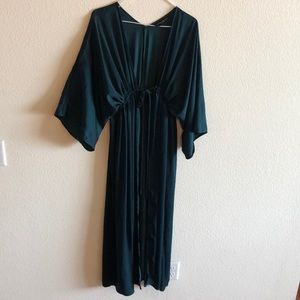 Forest green floor length cape from Akira